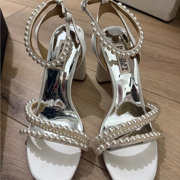 Badgley Mischka Shoes - Badgley Mischka Pearl-Adorned White Heels